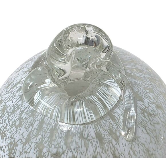 Heavy Blown Glass Ornament Frosted Snowflakes Handcrafted Bauble Witch Ball 13oz - Picture 2 of 10